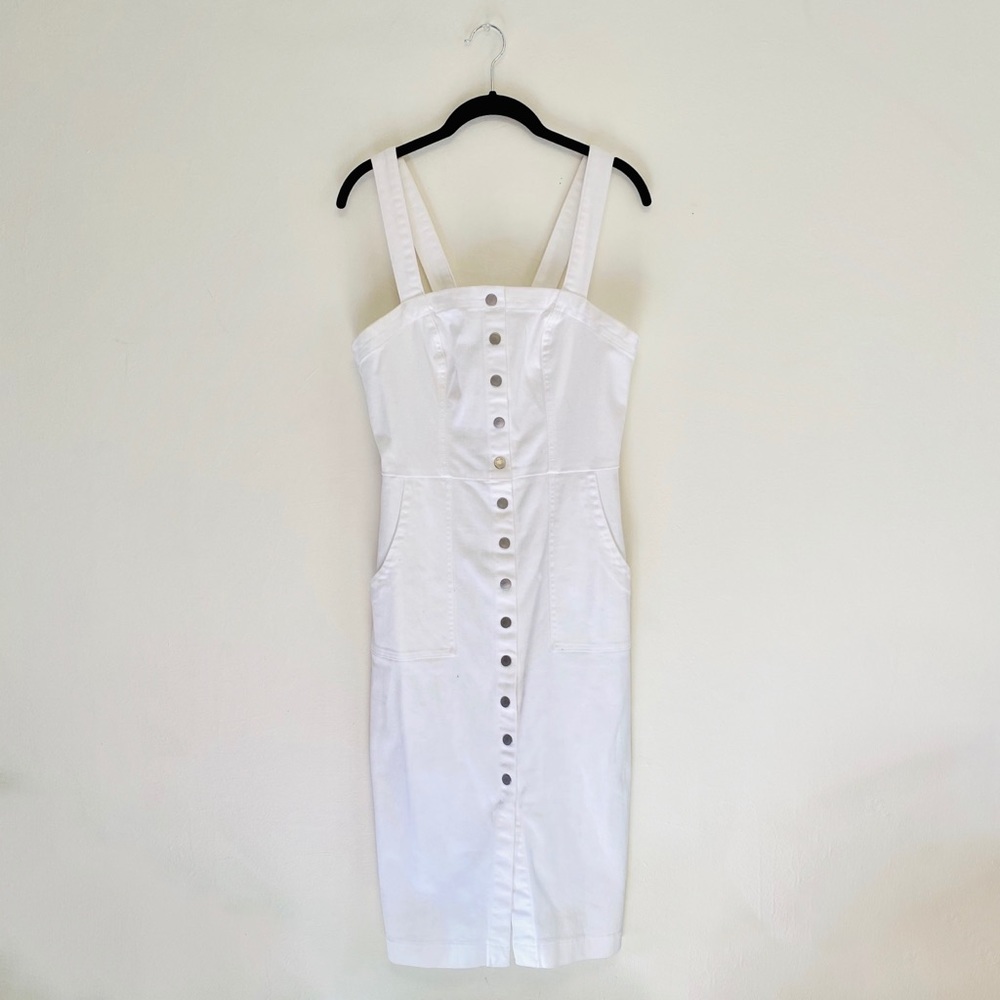 Level 99 White Denim Snap Dress
